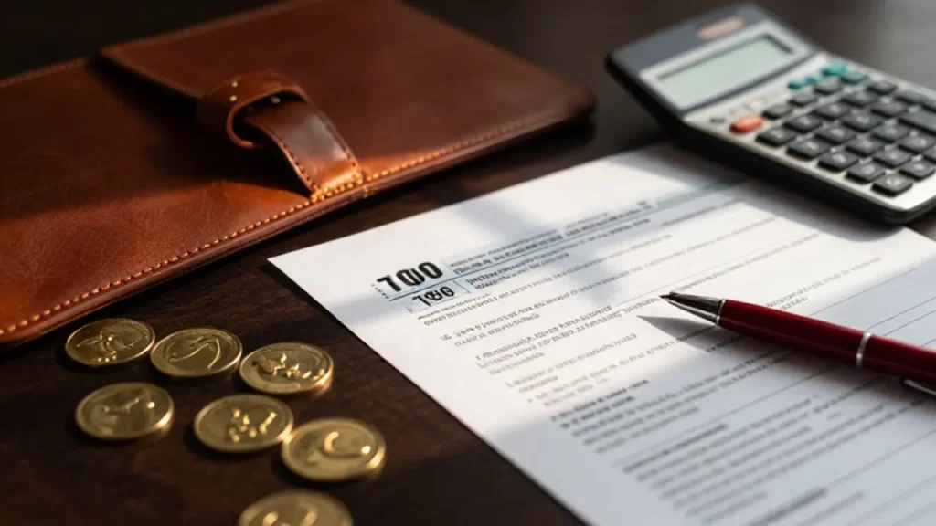 Documentos fiscales con monedas de oro